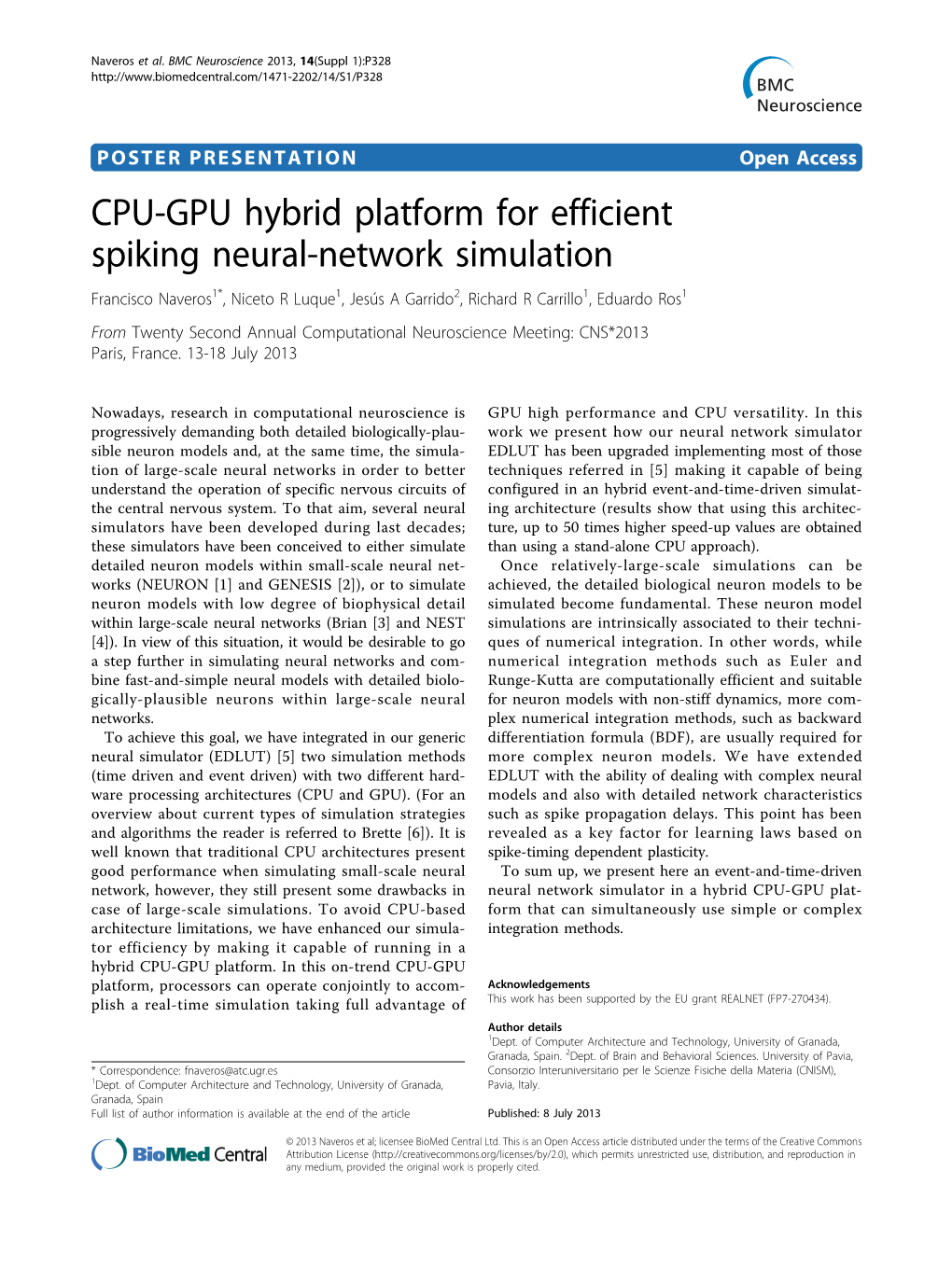 CPU-GPU Hybrid Platform for Efficient Spiking Neural-Network Simulation