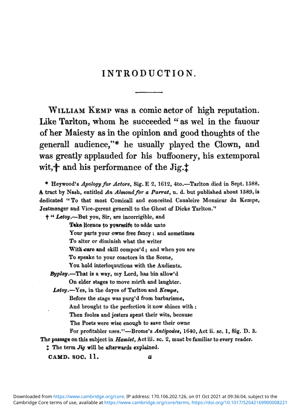 INTRODUCTION. WILLIAM KEMP Was A