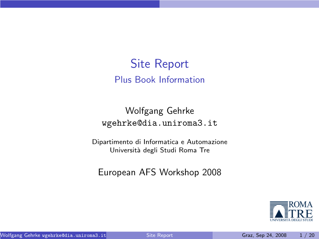 Site Report Plus Book Information