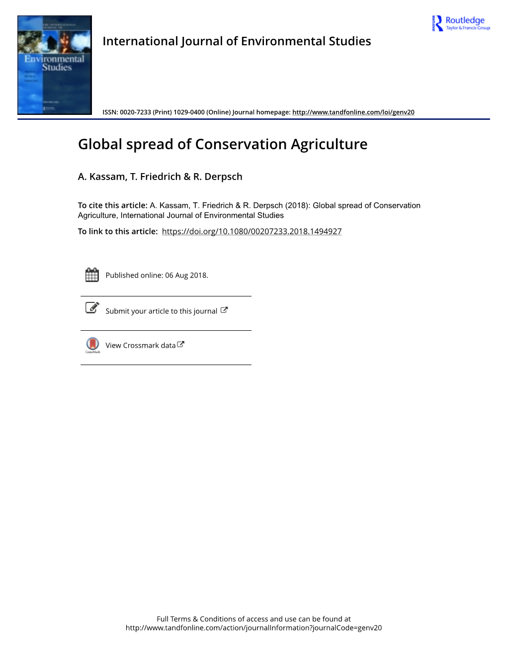 Global Spread of Conservation Agriculture