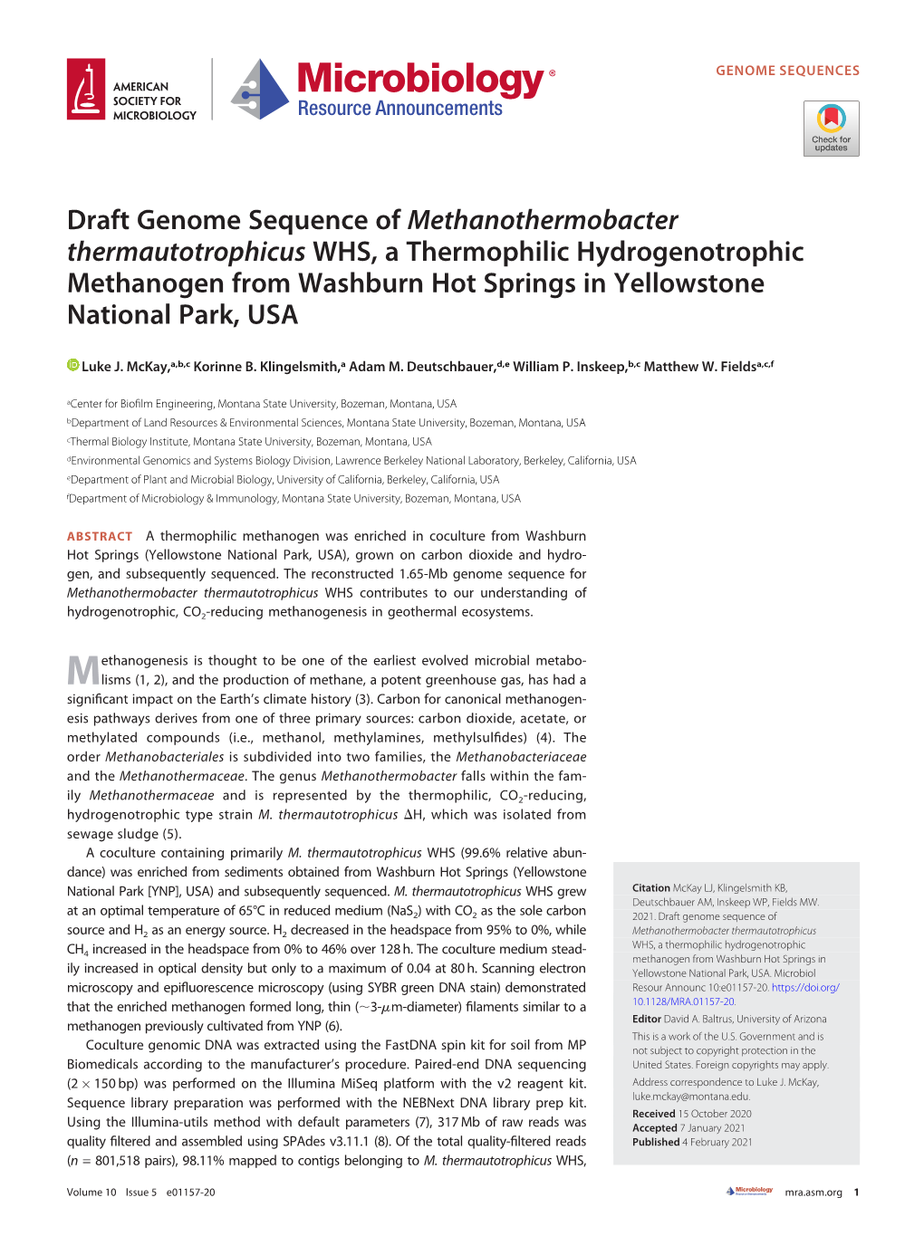 Draft Genome Sequence of Methanothermobacter