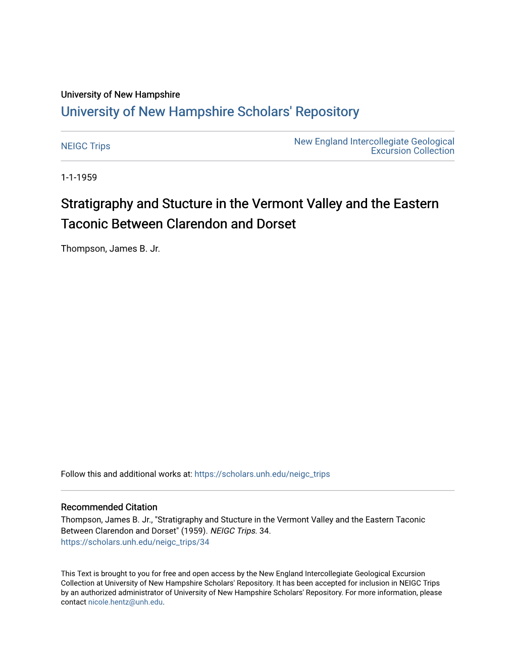 Stratigraphy and Stucture in the Vermont Valley and the Eastern Taconic Between Clarendon and Dorset