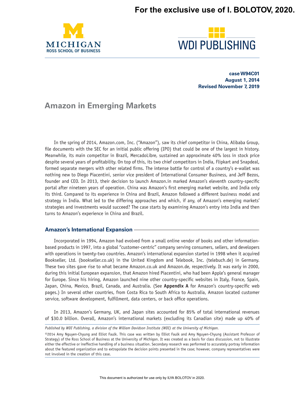 Amazon in Emerging Markets