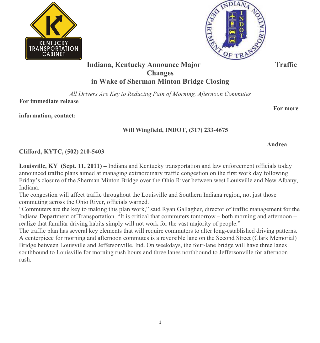 Sherman Minton Bridge Closing Attachments: Trafficplanmap.Png