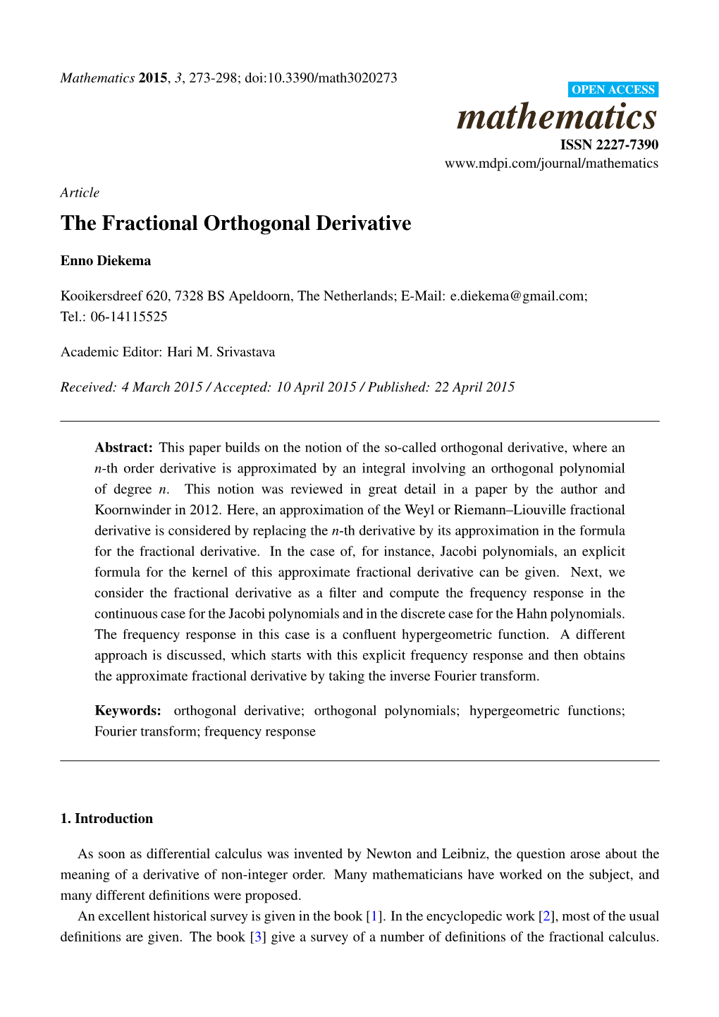 The Fractional Orthogonal Derivative