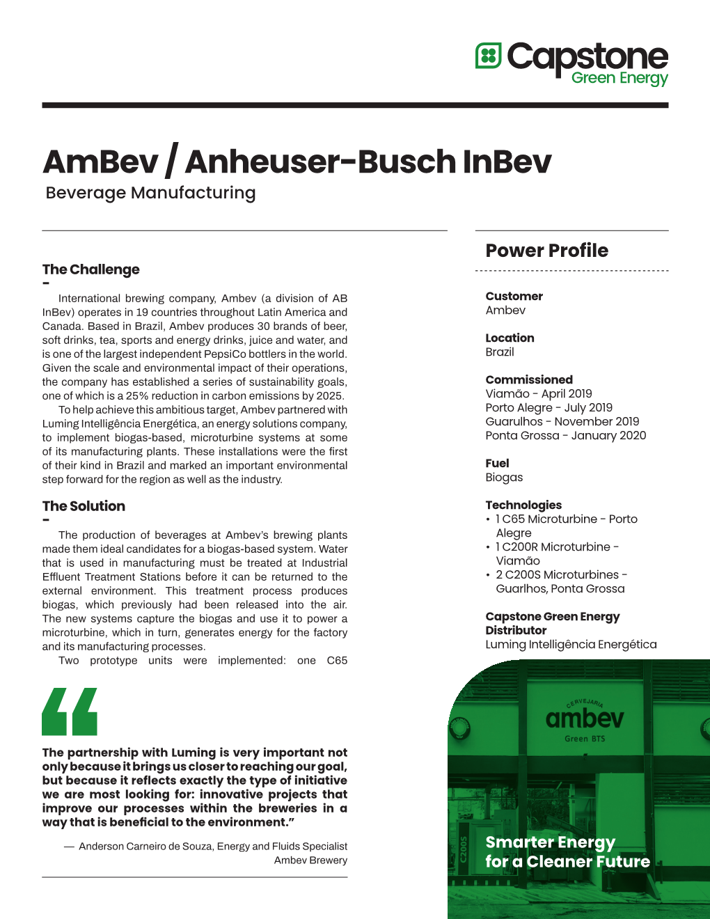 Ambev / Anheuser-Busch Inbev Beverage Manufacturing
