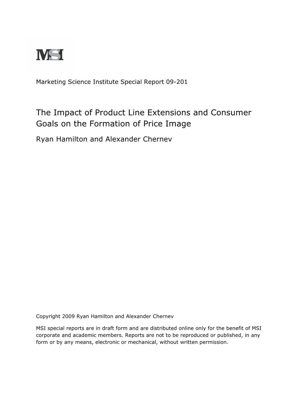 The Impact of Product Line Extensions and Consumer Goals on the Formation of Price Image