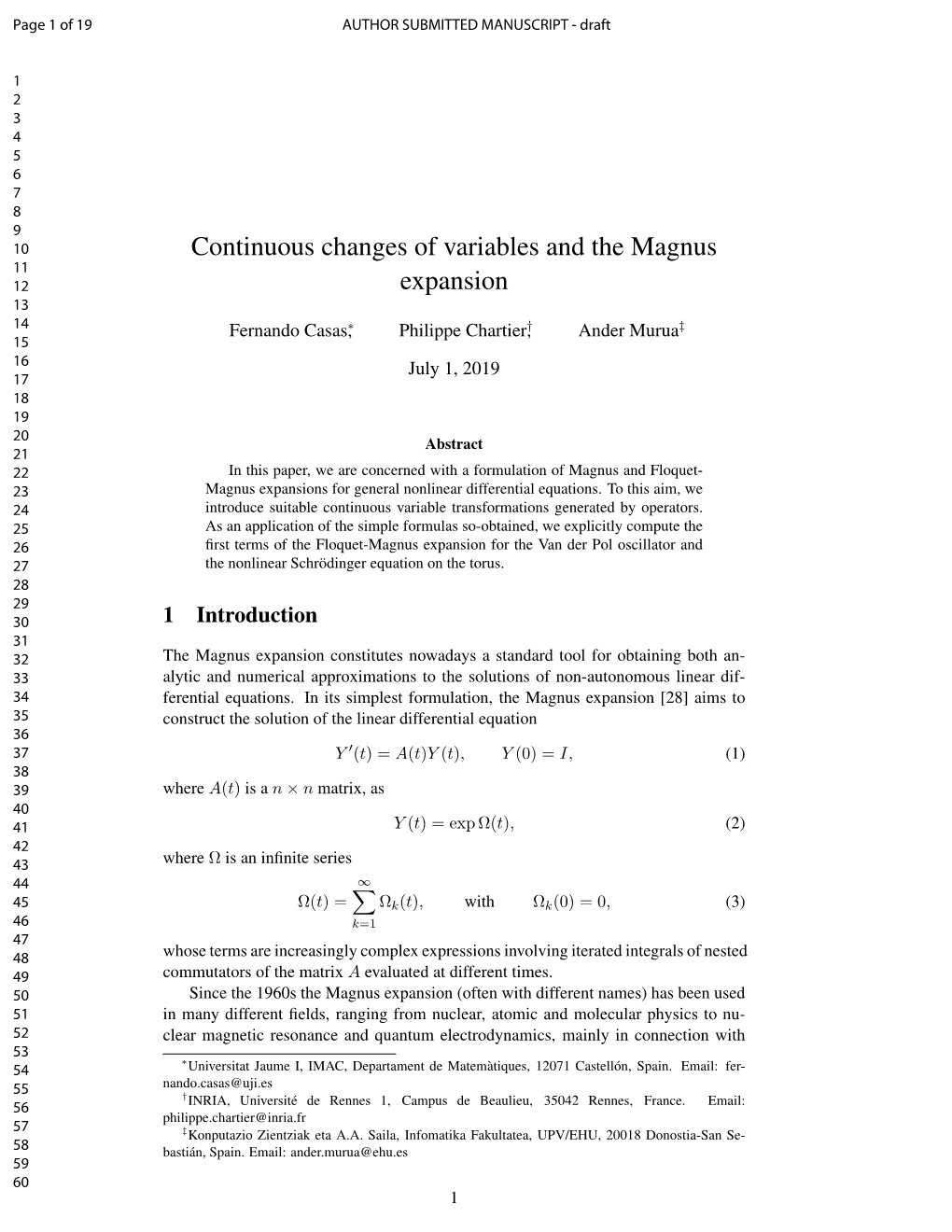 Continuous Changes of Variables and the Magnus