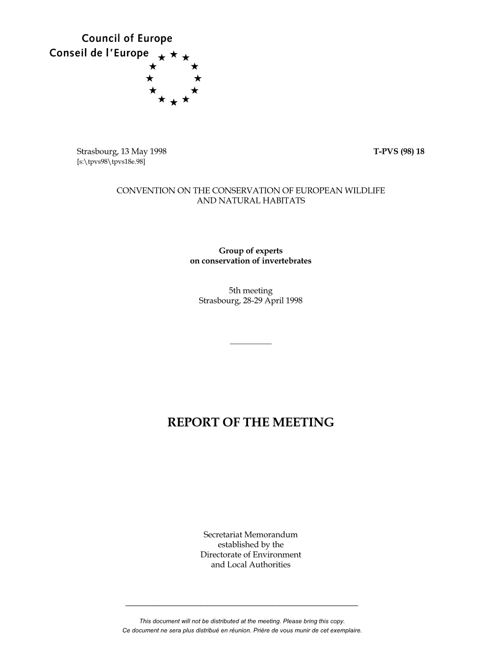 Report of the Meeting