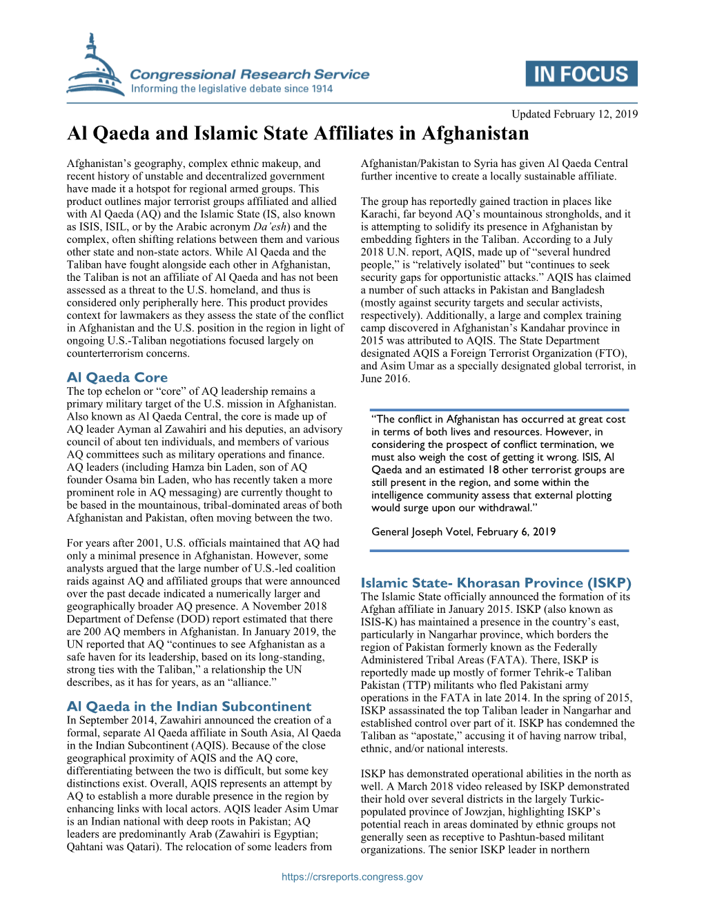 Al Qaeda and Islamic State Affiliates in Afghanistan