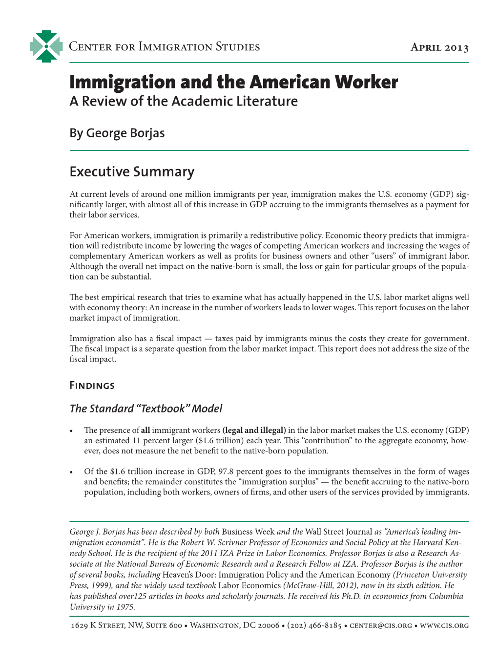 Immigration and the American Worker a Review of the Academic Literature