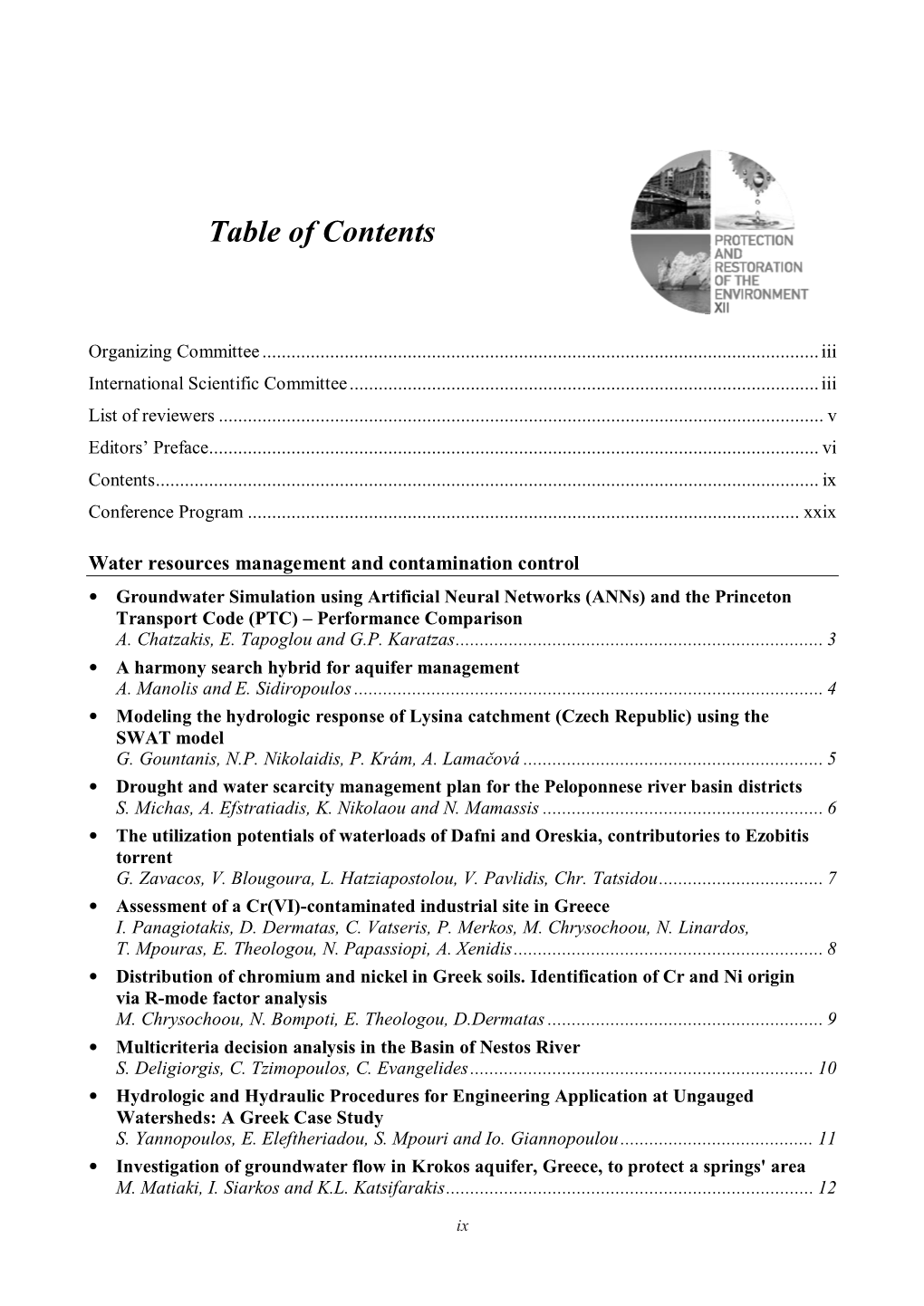 Table of Contents