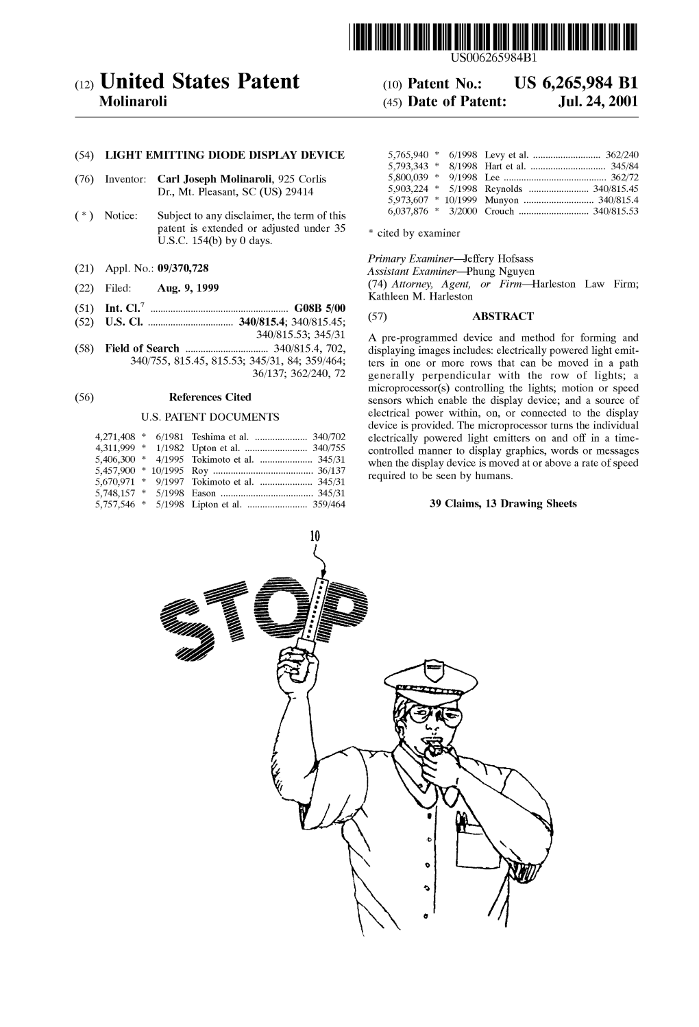 (12) United States Patent (10) Patent No.: US 6,265,984 B1 Molinaroli (45) Date of Patent: Jul