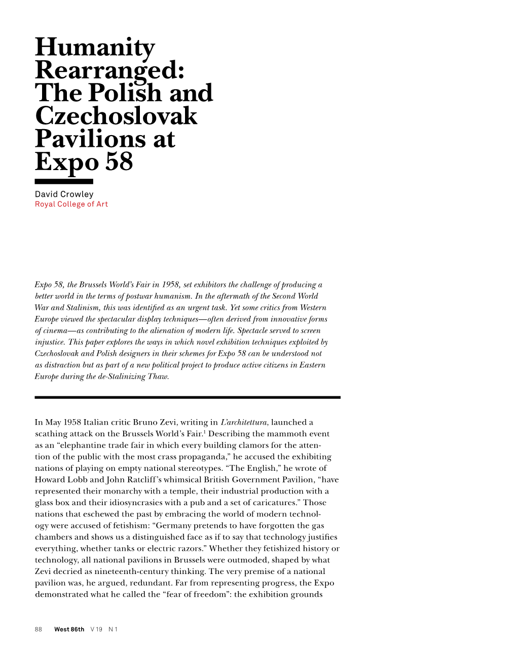 Humanity Rearranged: the Polish and Czechoslovak Pavilions at Expo 58