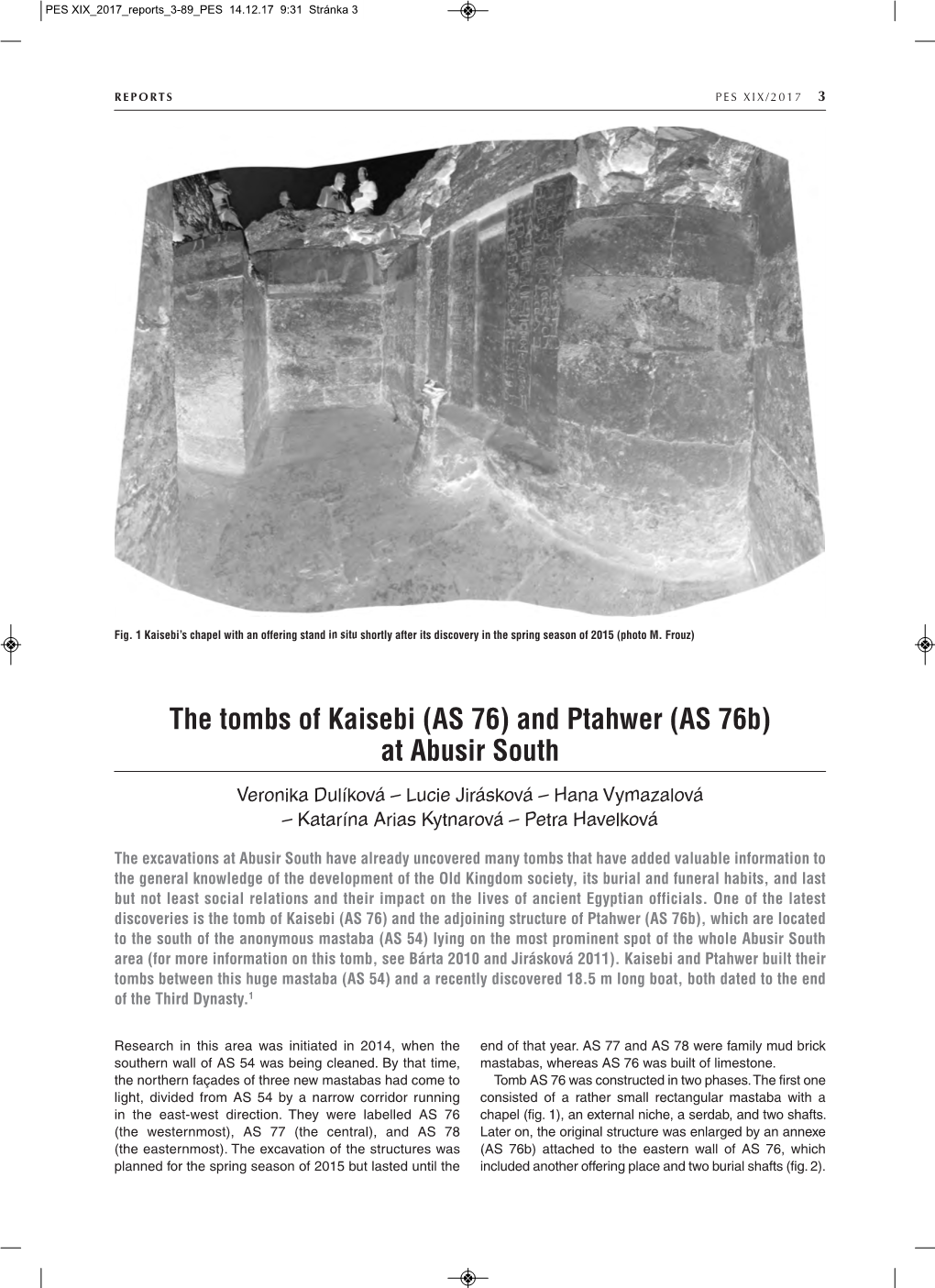 The Tombs of Kaisebi (AS 76) and Ptahwer (AS 76B) at Abusir South