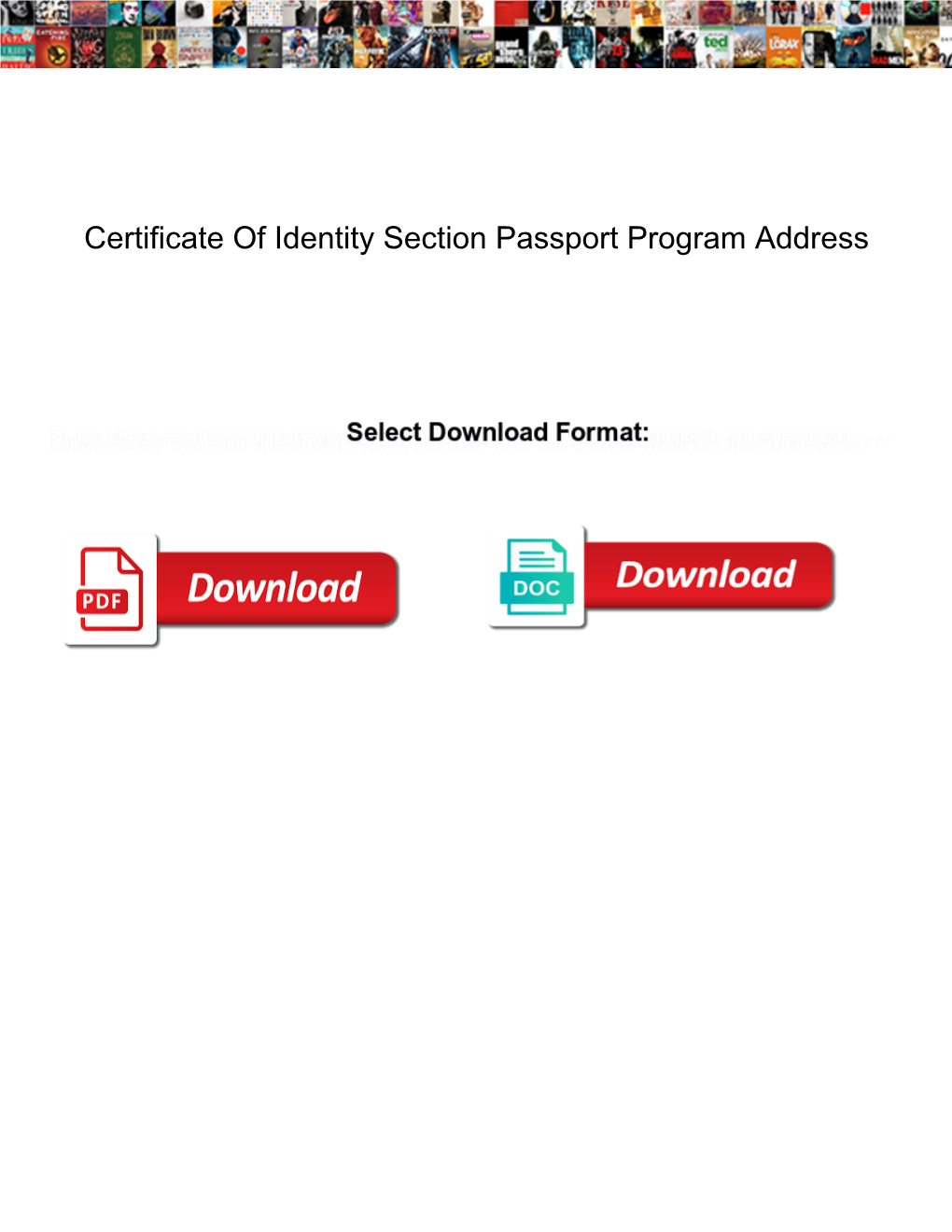 Certificate of Identity Section Passport Program Address