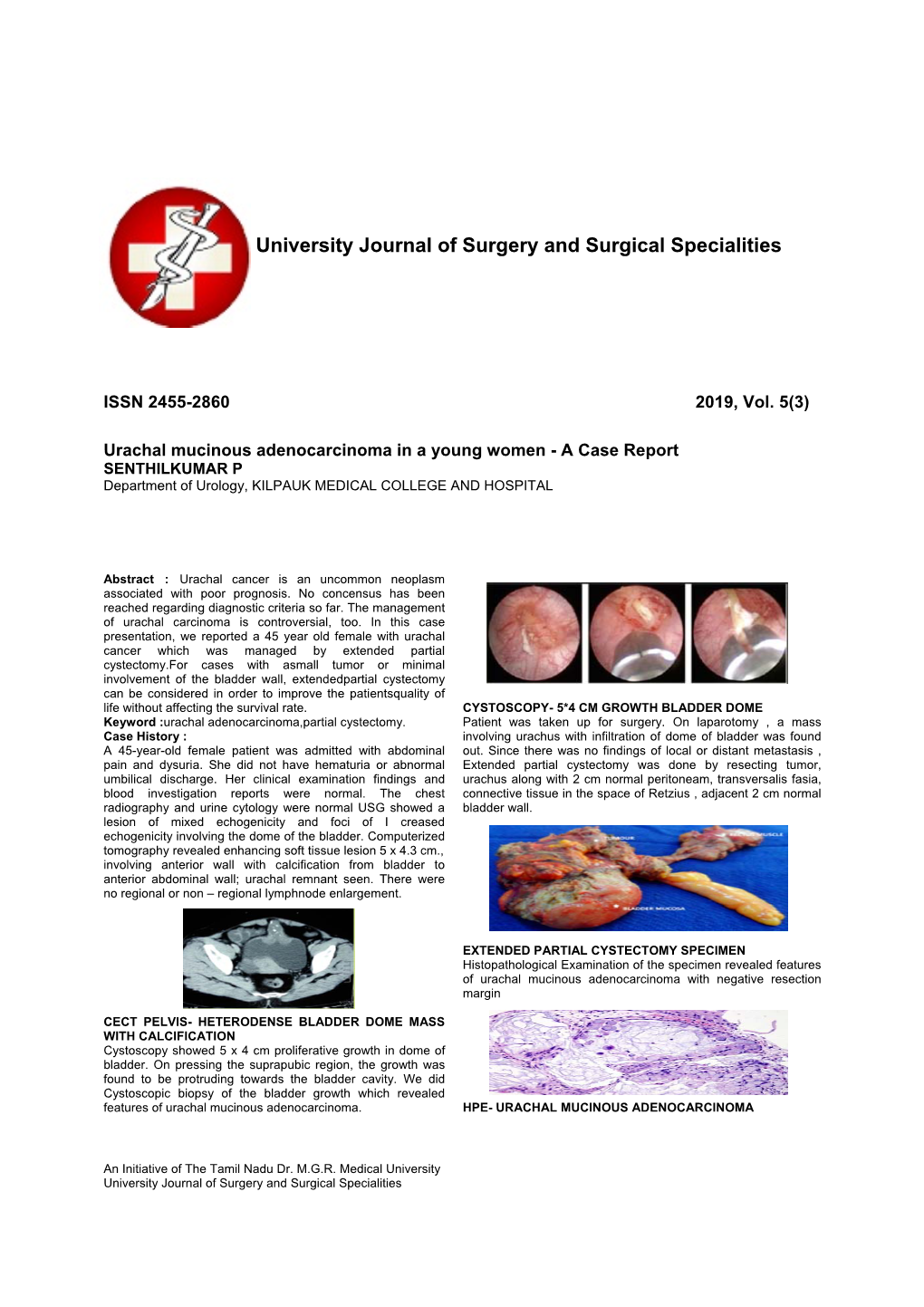 University Journal of Surgery and Surgical Specialities