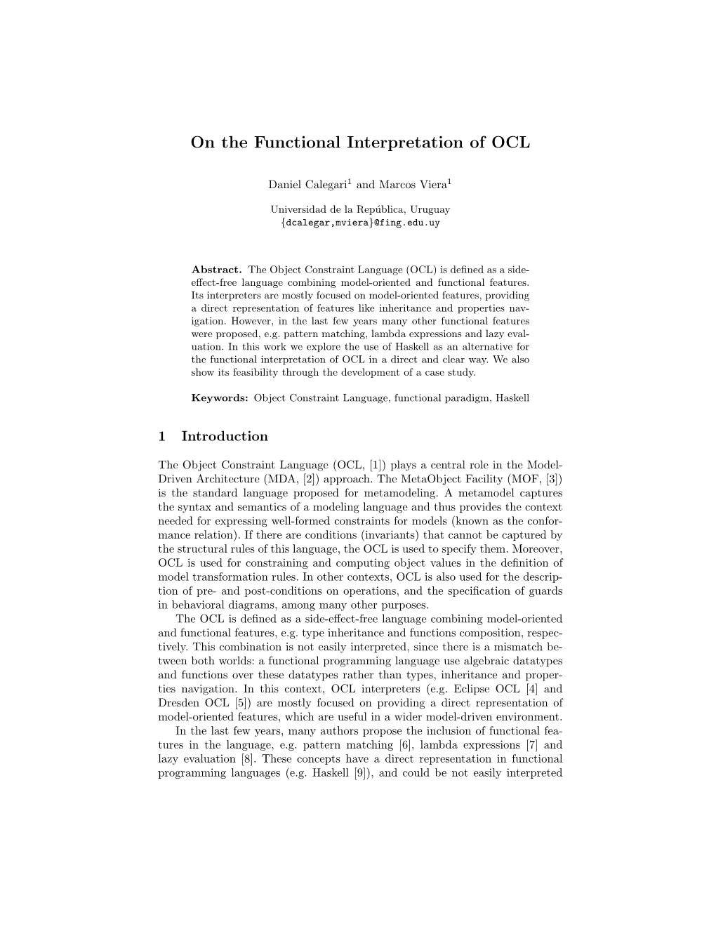 On the Functional Interpretation of OCL