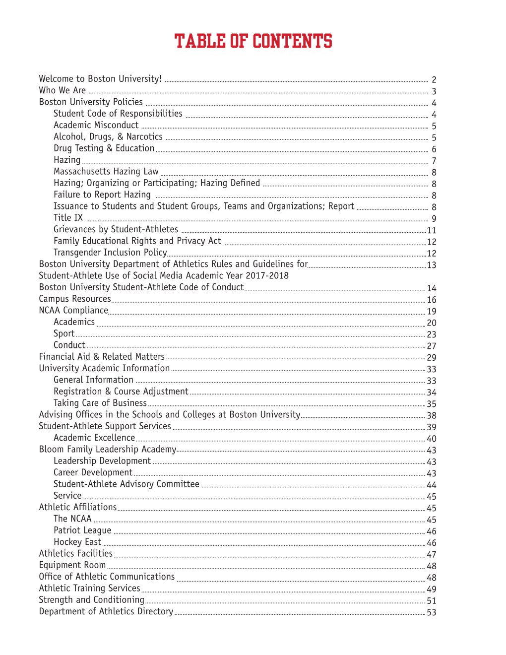 Table of Contents