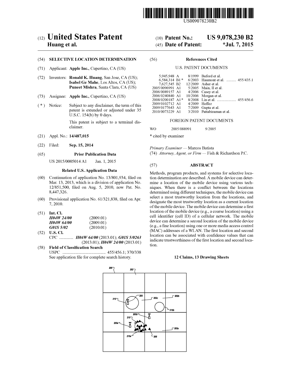 (12) United States Patent (10) Patent No.: US 9,078,230 B2 Huang Et Al