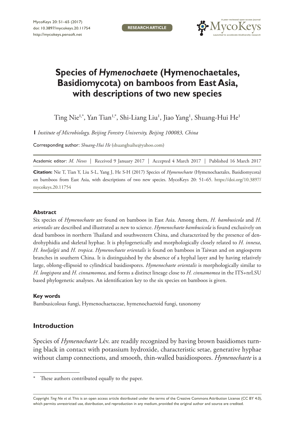 ﻿Species of Hymenochaete (Hymenochaetales, Basidiomycota