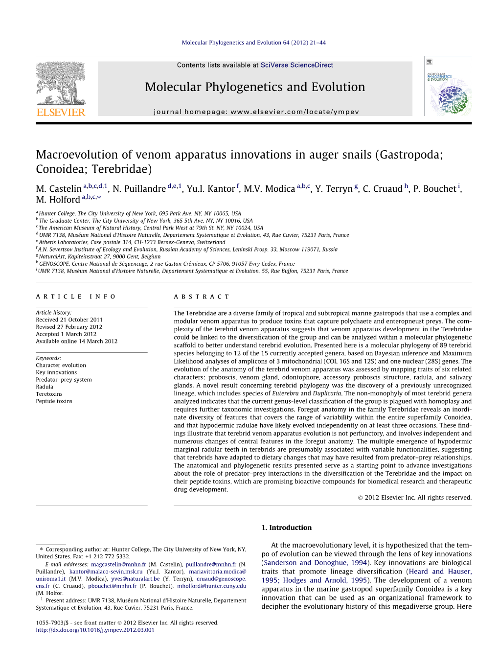 Macroevolution of Venom Apparatus Innovations in Auger Snails (Gastropoda; Conoidea; Terebridae)