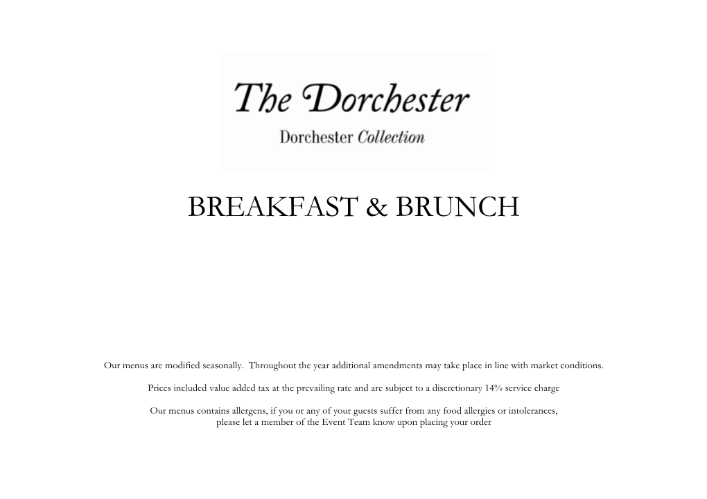 Breakfast and Brunch Menus