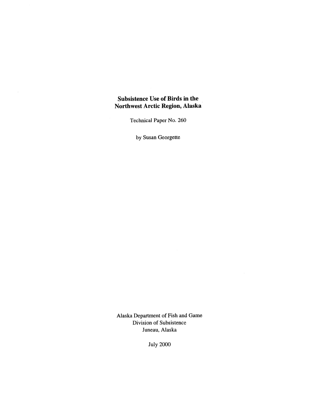 Subsistence Use of Birds in the Northwest Arctic Region, Alaska