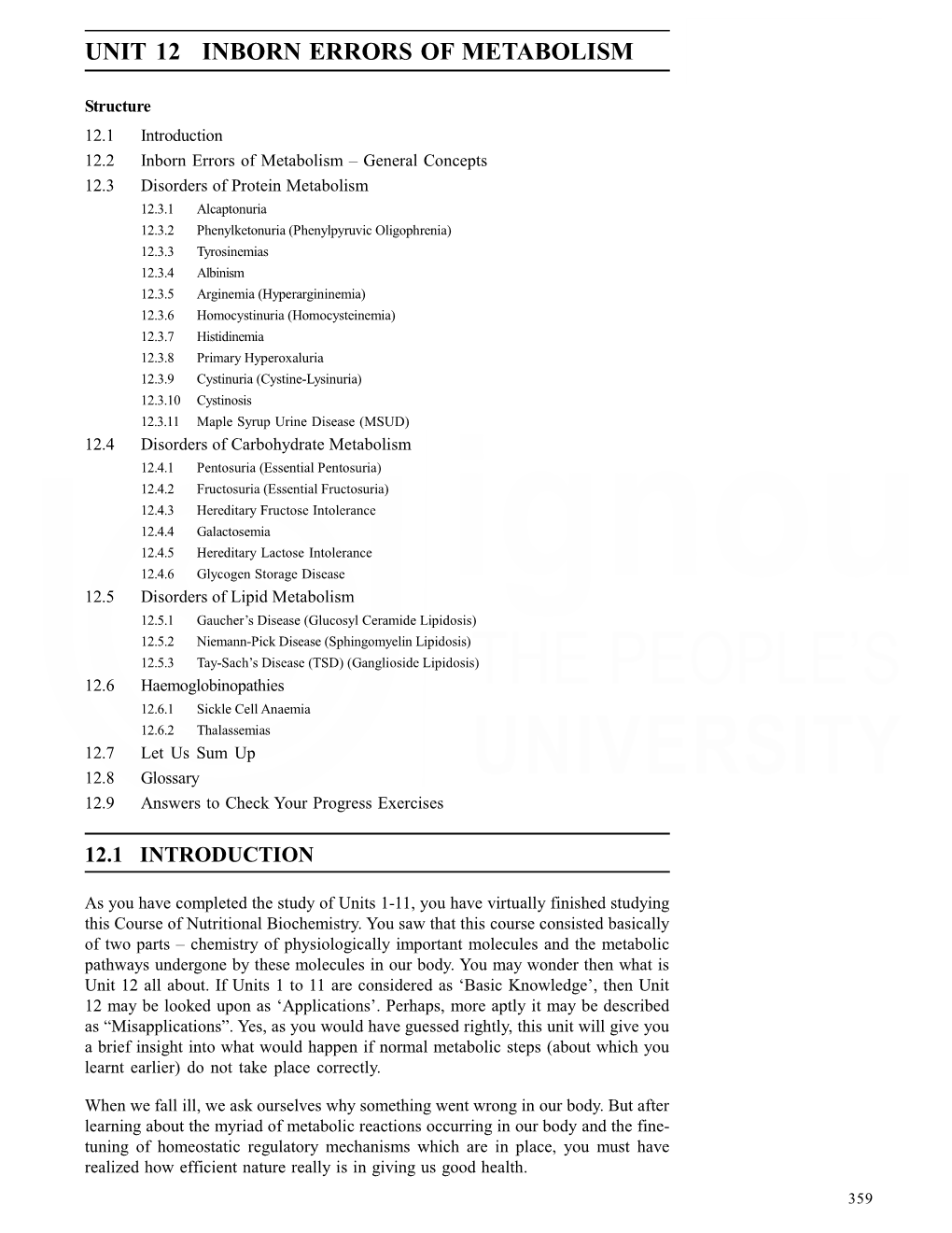 Unit 12 Inborn Errors of Metabolism