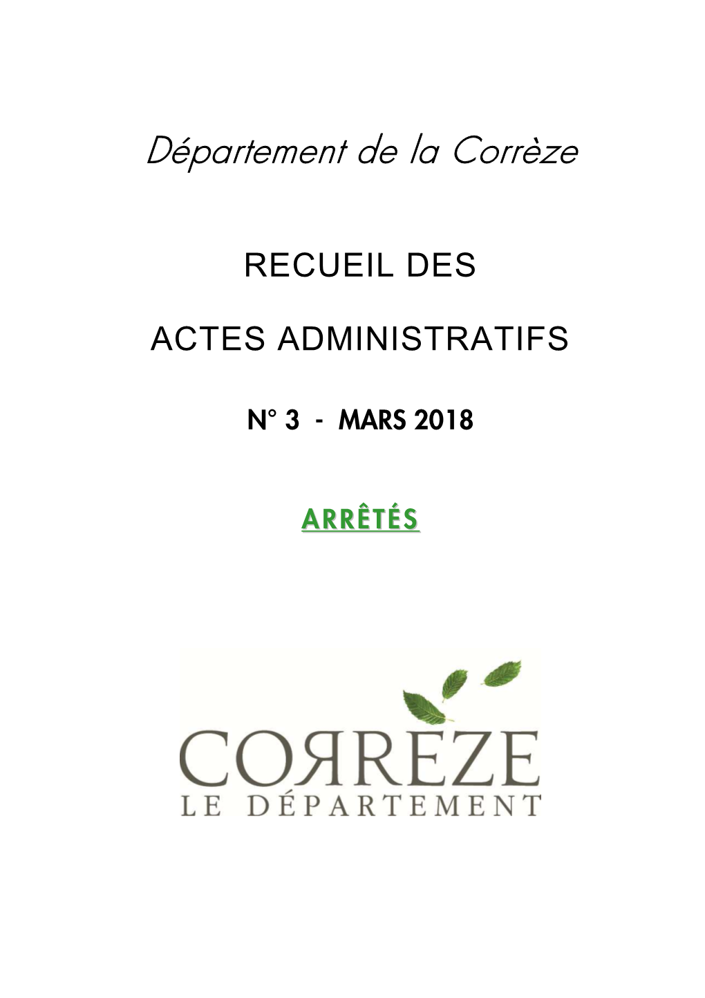 Arrêtés Mars 2018