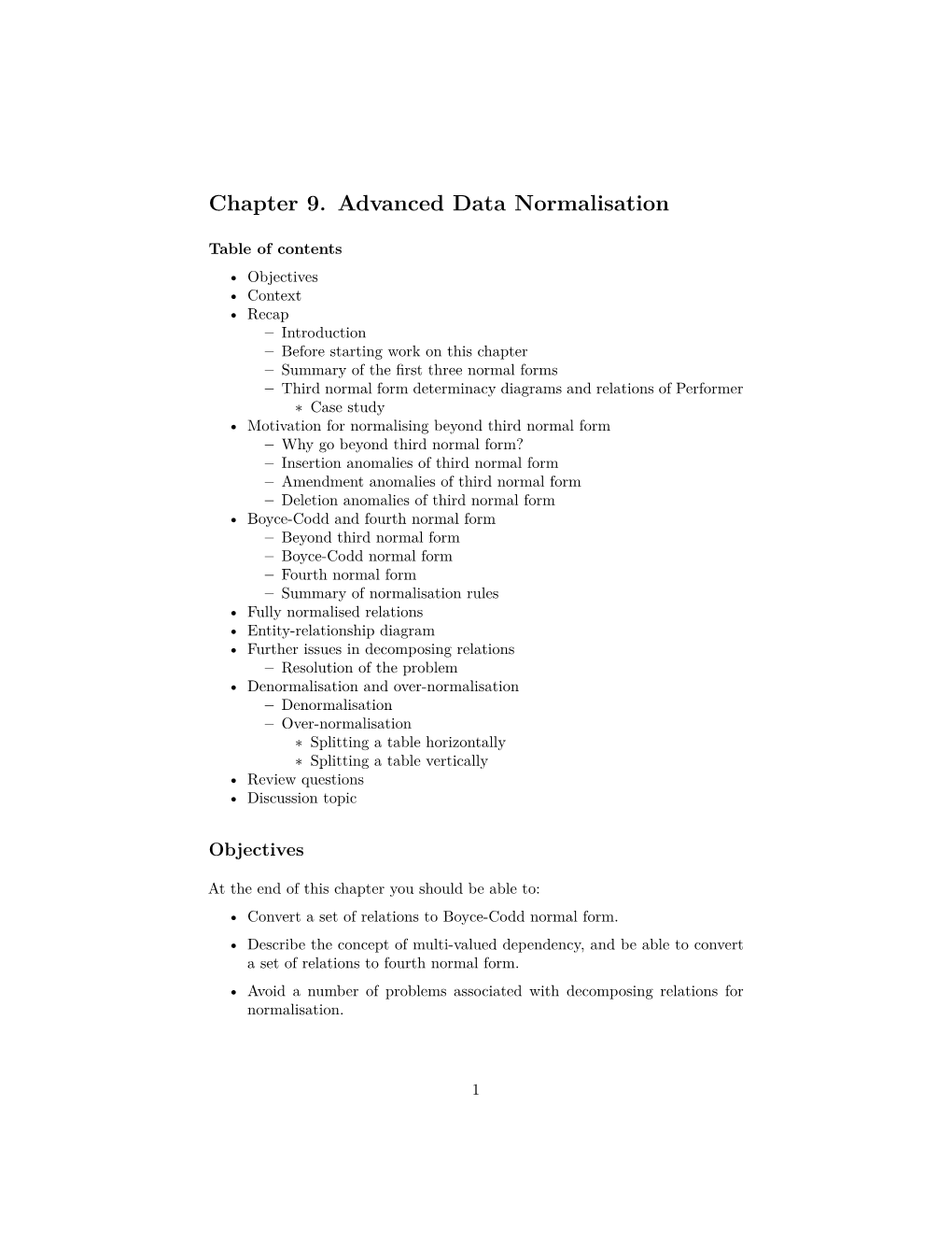 Chapter 9. Advanced Data Normalisation