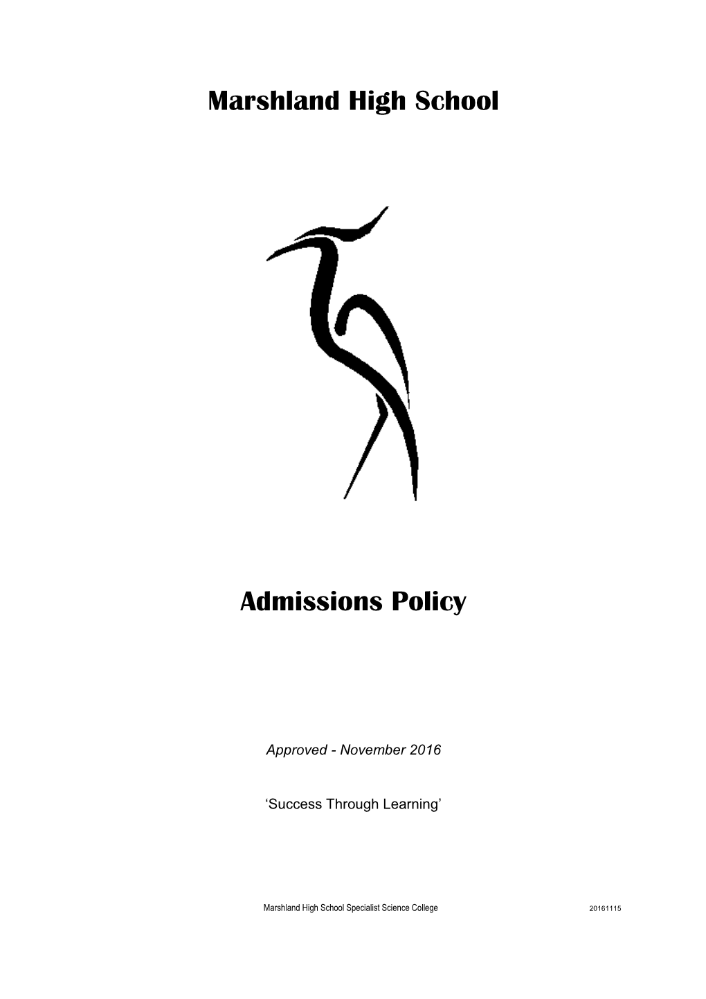 Marshland High School Admissions Policy