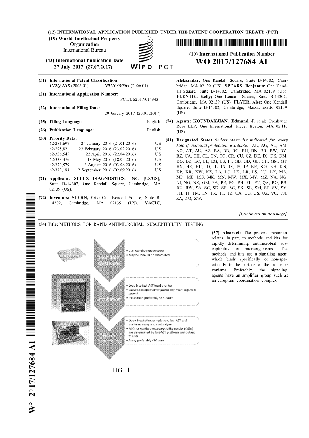 WO 2017/127684 Al 27 July 2017 (27.07.2017) P O P C T