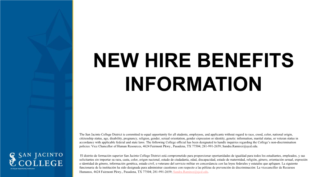 New Hire Benefits Information