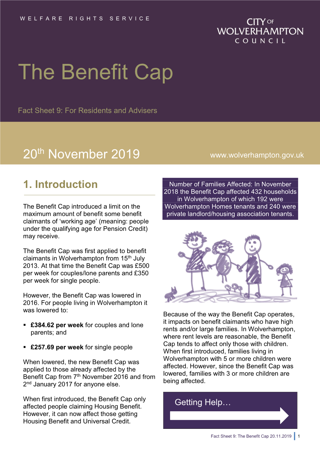 Fact Sheet 9: the Benefit Cap 20.11.2019 1