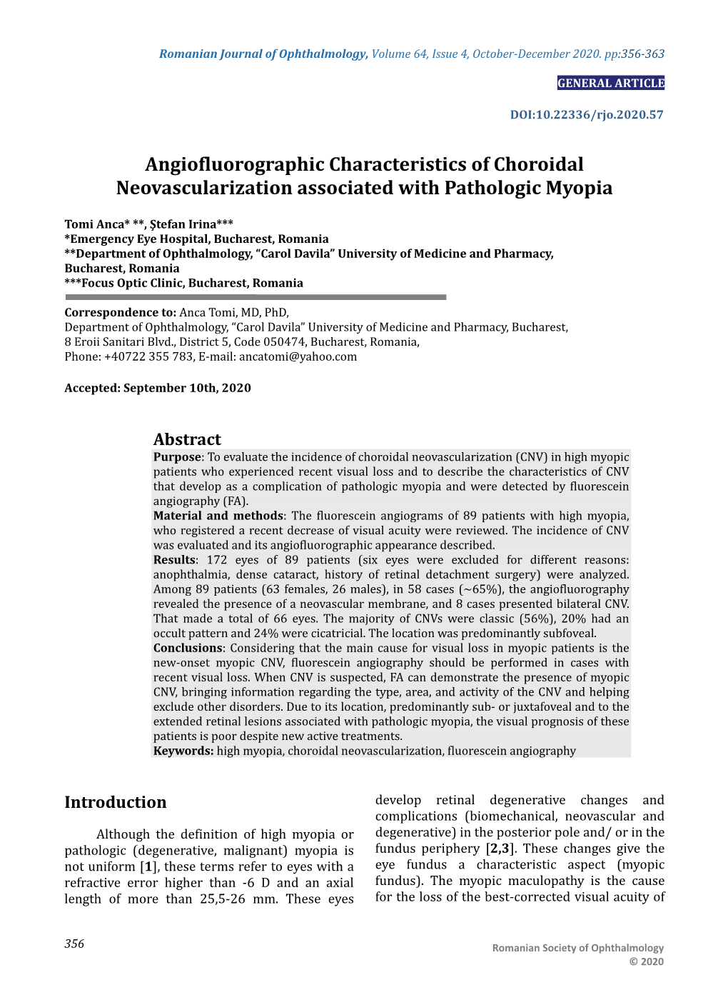 Angiofluorographic Characteristics of Choroidal Neovascularization Associated with Pathologic Myopia