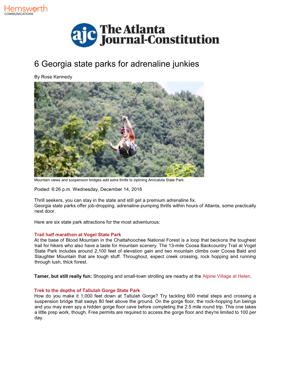 AJC.Com: 6 Georgia State Parks for Adrenaline Junkies