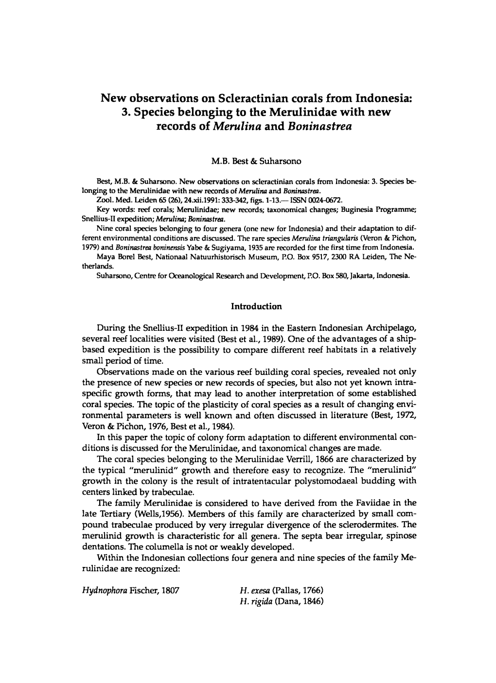 New Observations on Scleractinian Corals from Indonesia: 3