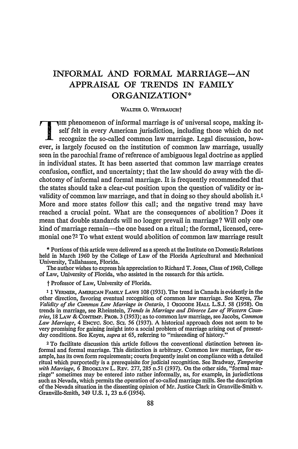 Informal and Formal Marriage-An Appraisal of Trends in Family Organization*