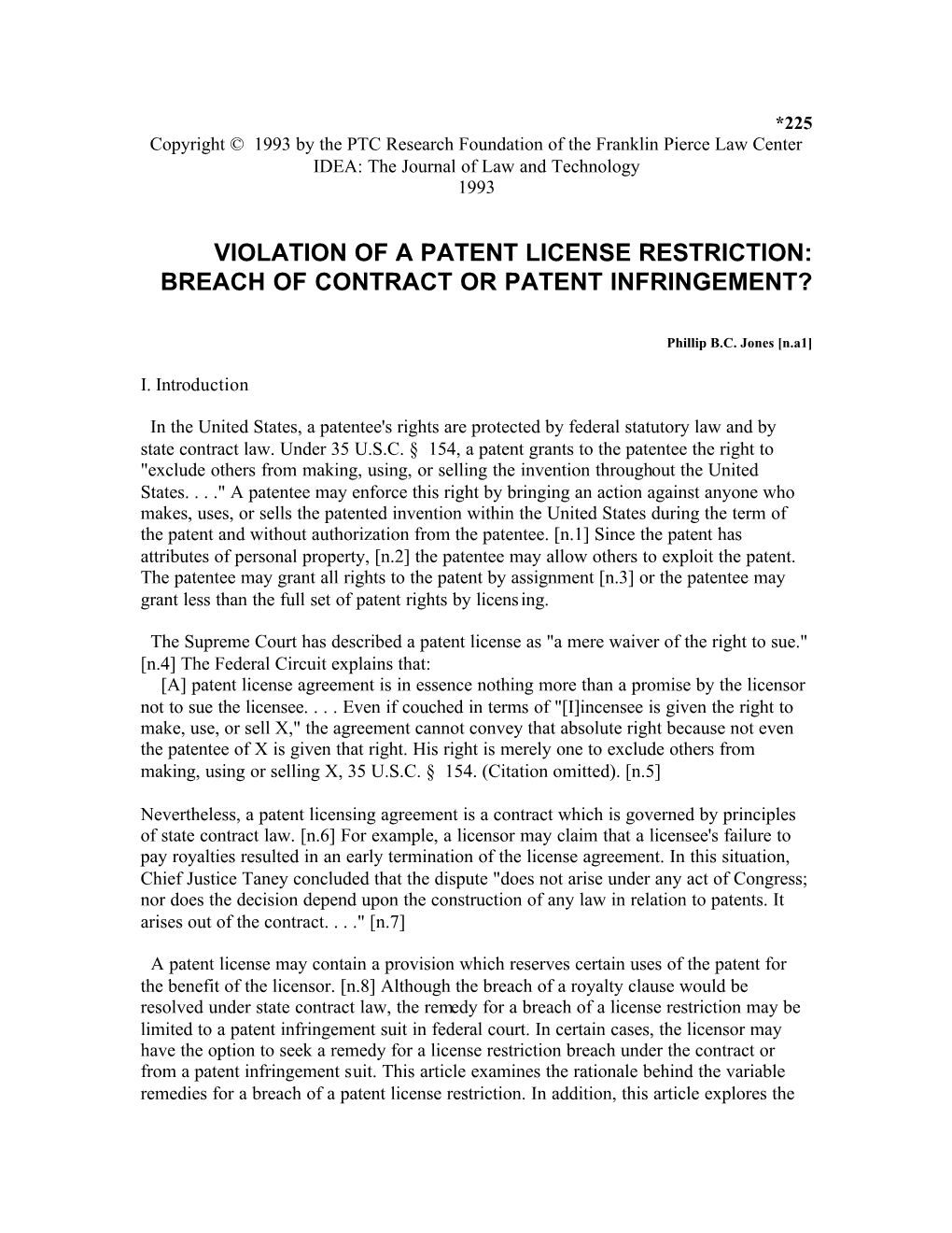 Breach of Contract Or Patent Infringement?