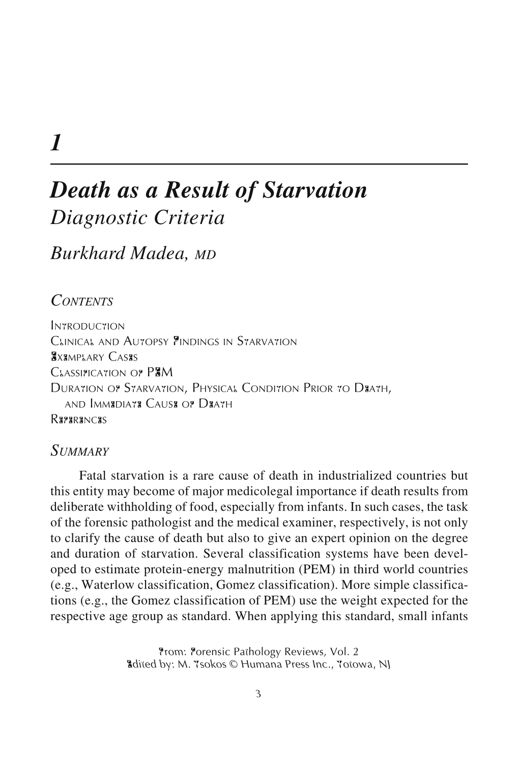 1 Death As a Result of Starvation Diagnostic Criteria