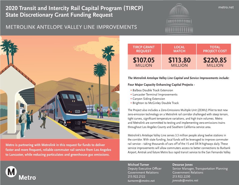 Transit and Intercity Rail Capital Program (TIRCP) Metro.Net State Discretionary Grant Funding Request