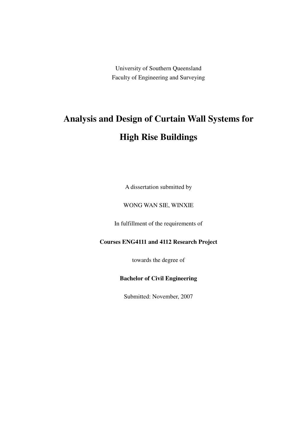 Analysis and Design of Curtain Wall Systems for High Rise Buildings