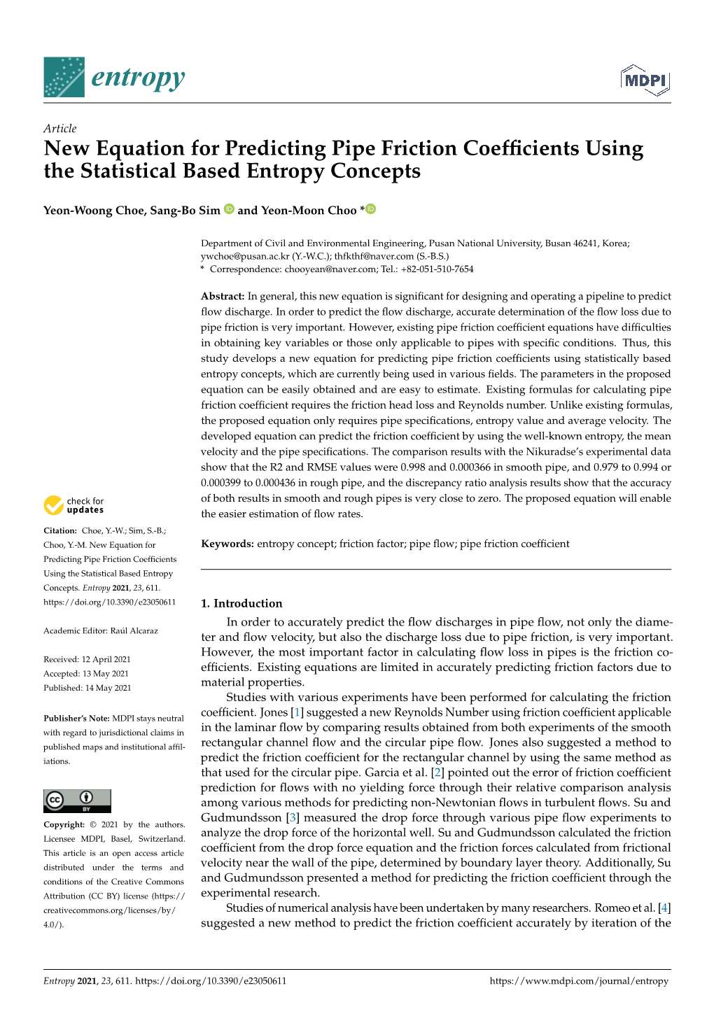 New Equation for Predicting Pipe Friction Coefficients Using