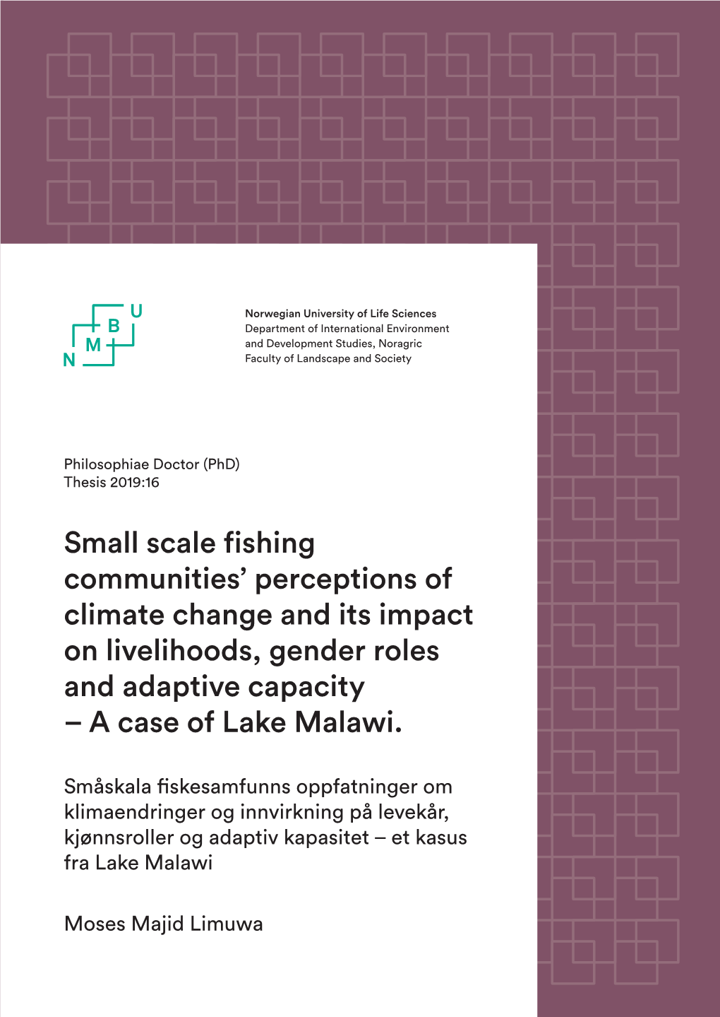 Small Scale Fishing Communities' Perceptions of Climate Change And