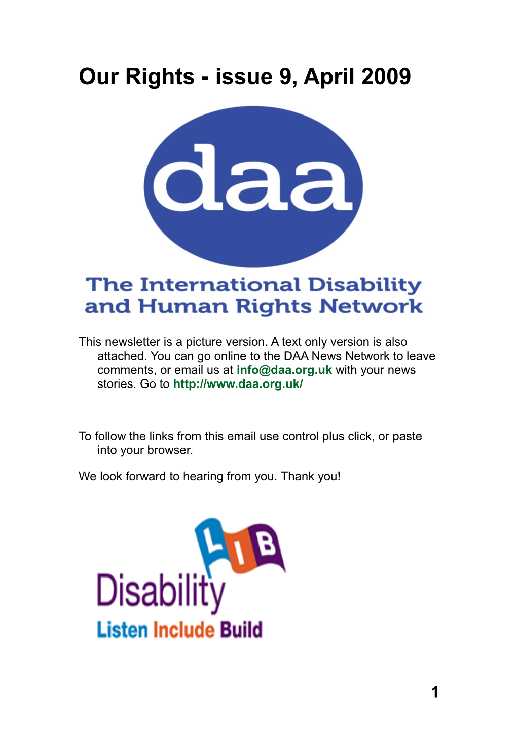 DAA's Newsletter for Disability Lib