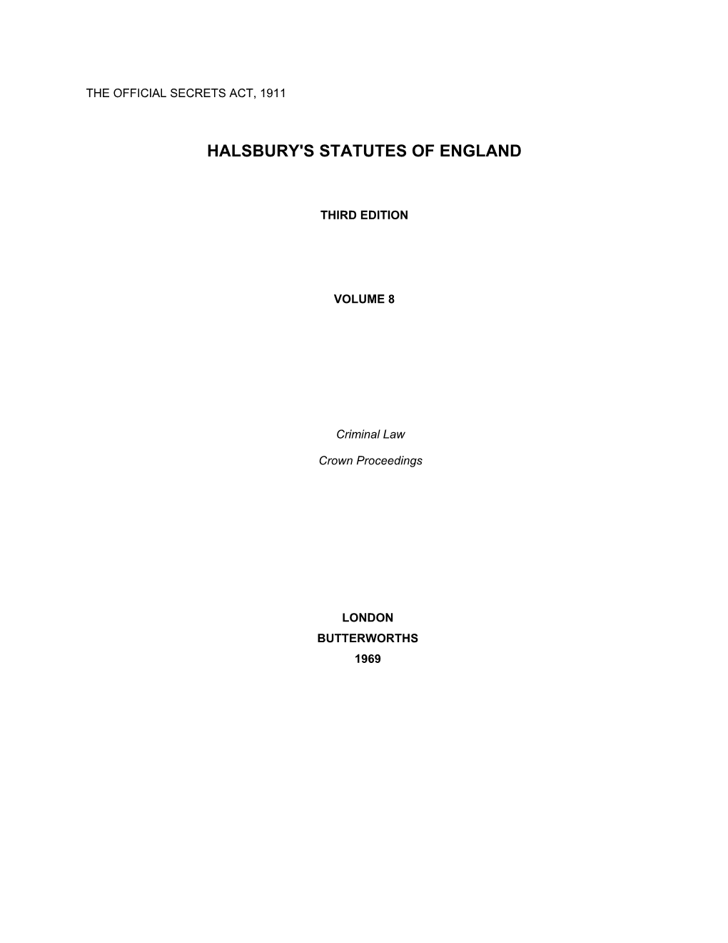 Halsbury's Statutes of England