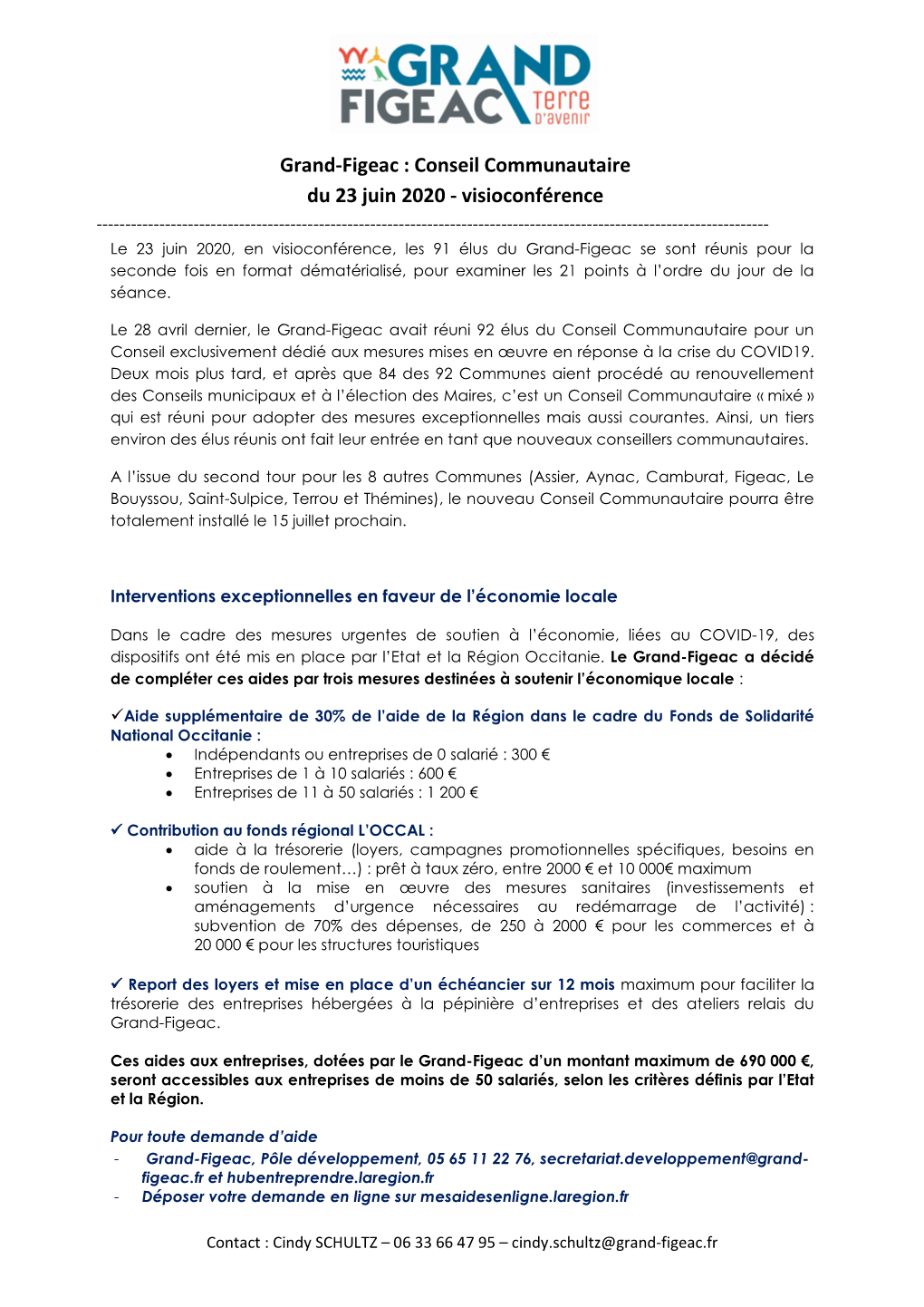 Conseil Communautaire Du 23 Juin 2020