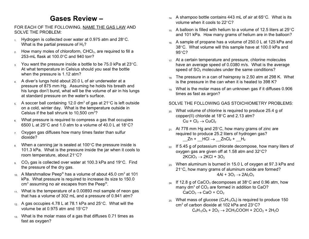 Gases Study Guide & Review