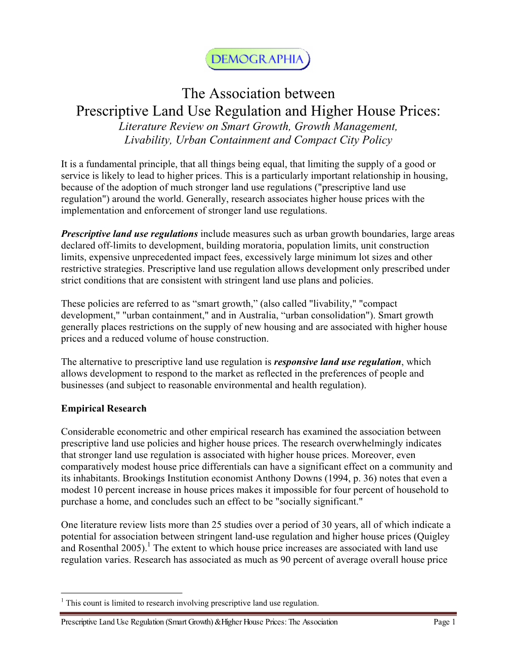 The Association Between Prescriptive Land Use